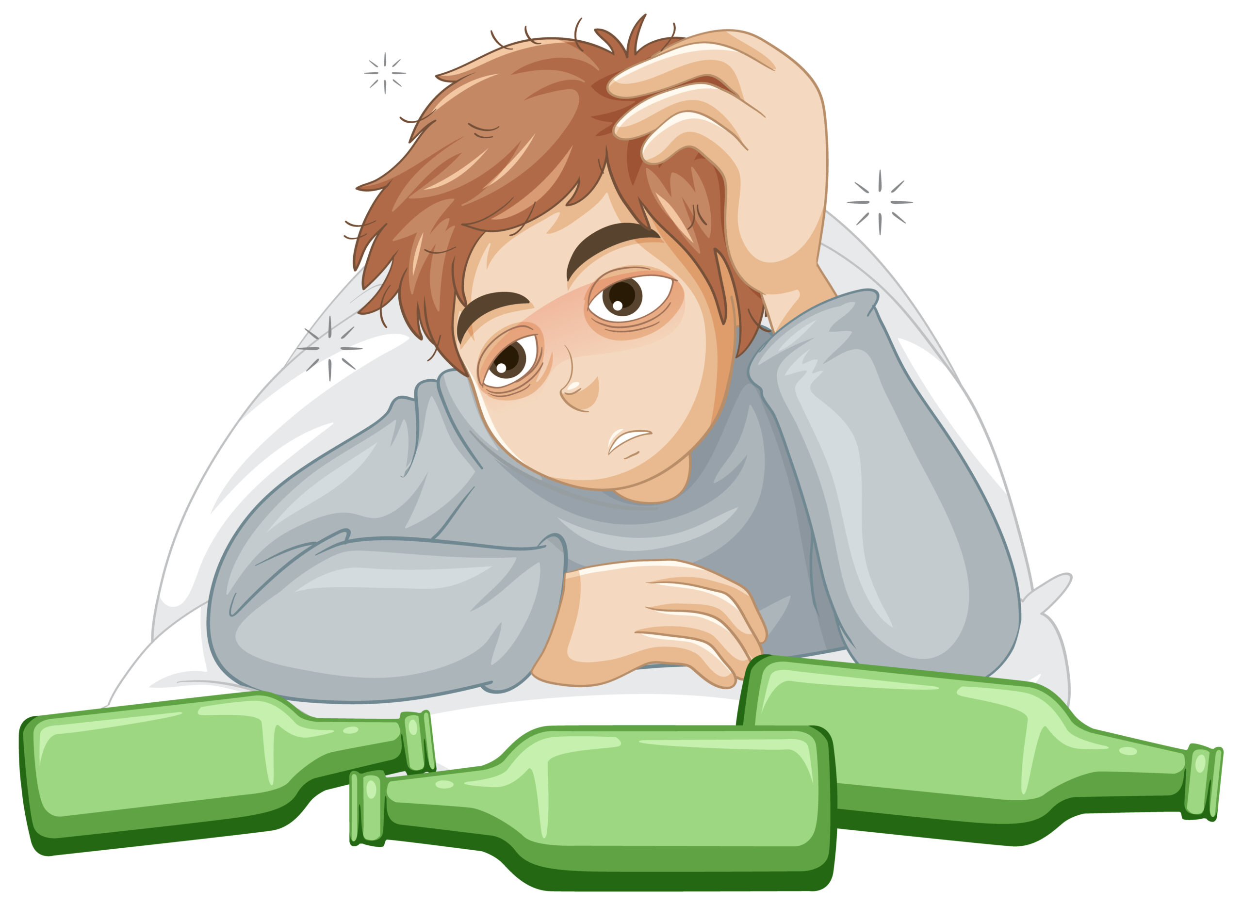 Alcoholic man cartoon character